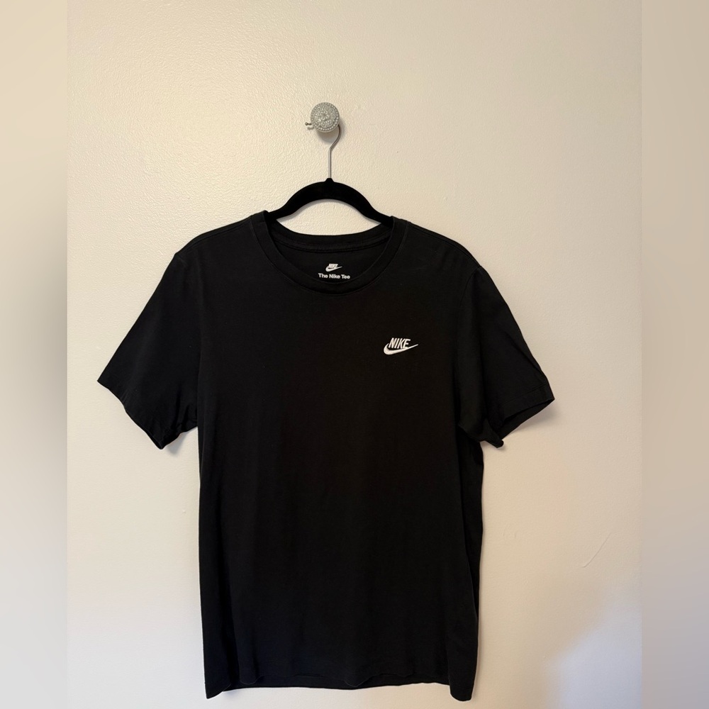 Nike Men's Black Tee with White Logo 100% cotton. Great condition.